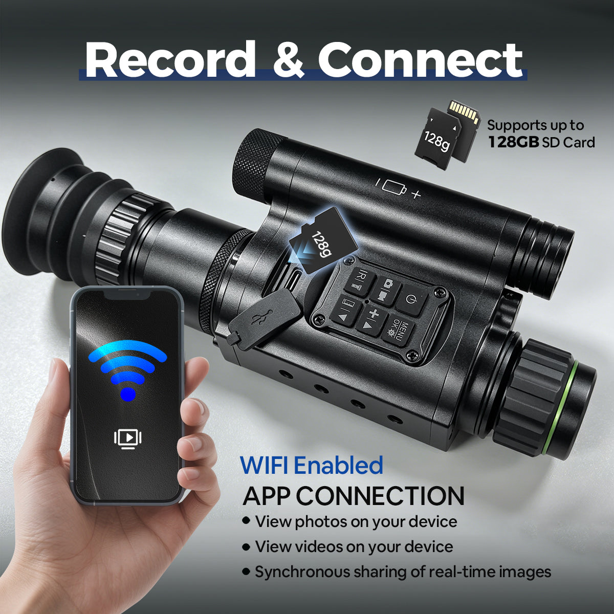 NOP077 Digital Night Vision Scope with Video Recording - 1080P HD, 8W Laser IR & WiFi