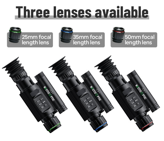 NOP075 Professional Day & Night Vision Scope - 1080P HD Monocular with 25mm/35mm/50mm Lens, Laser IR