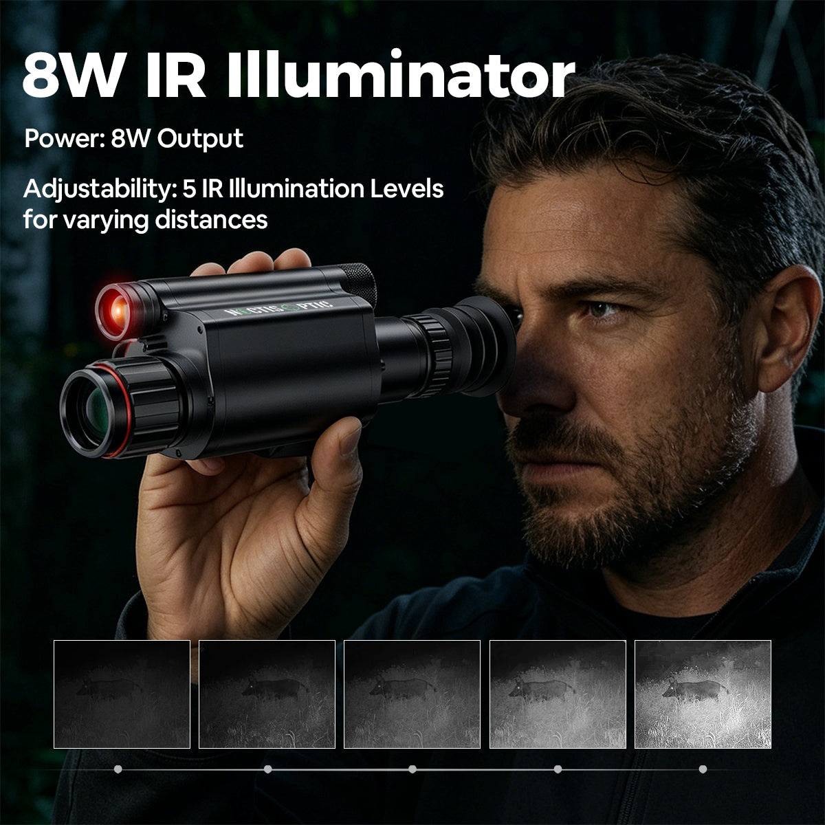 NOP077 Digital Night Vision Scope with Video Recording - 1080P HD, 8W Laser IR & WiFi