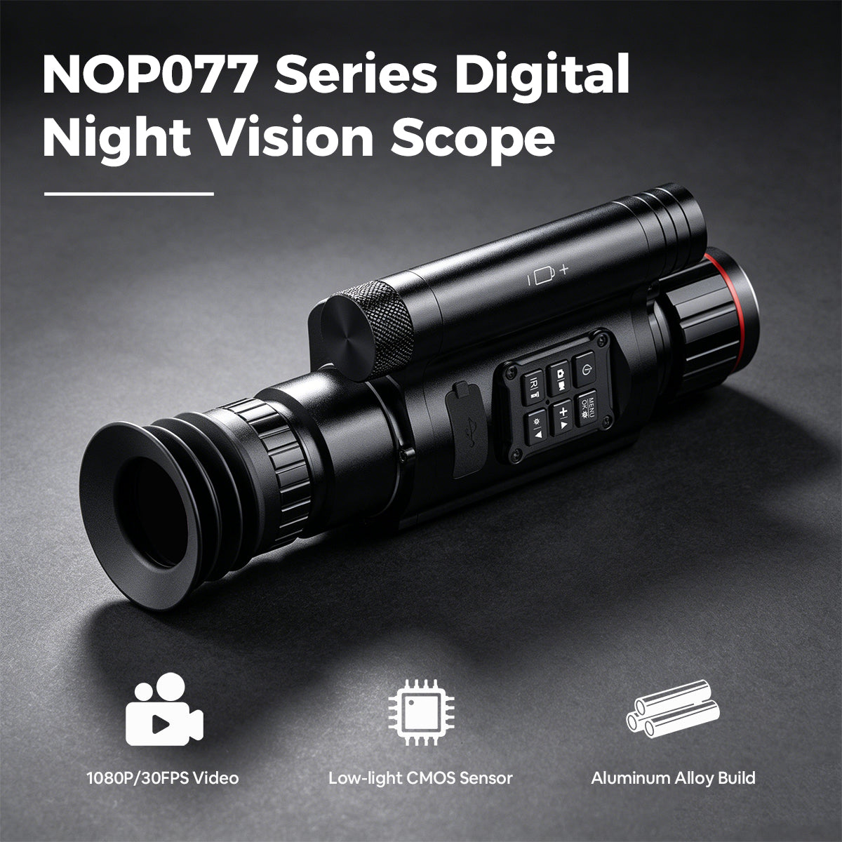 NOP077 Digital Night Vision Scope with Video Recording - 1080P HD, 8W Laser IR & WiFi