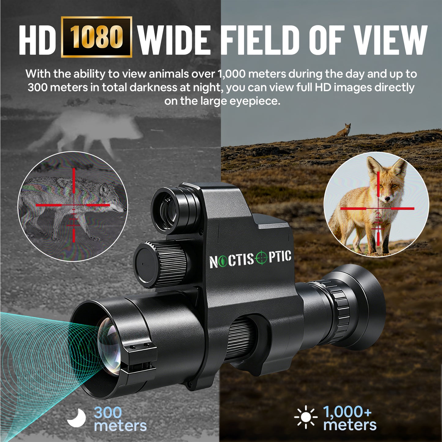 NOP4A Digital Night Vision Monocular/Scope - Lightweight 300g, Laser IR, 7 Reticles