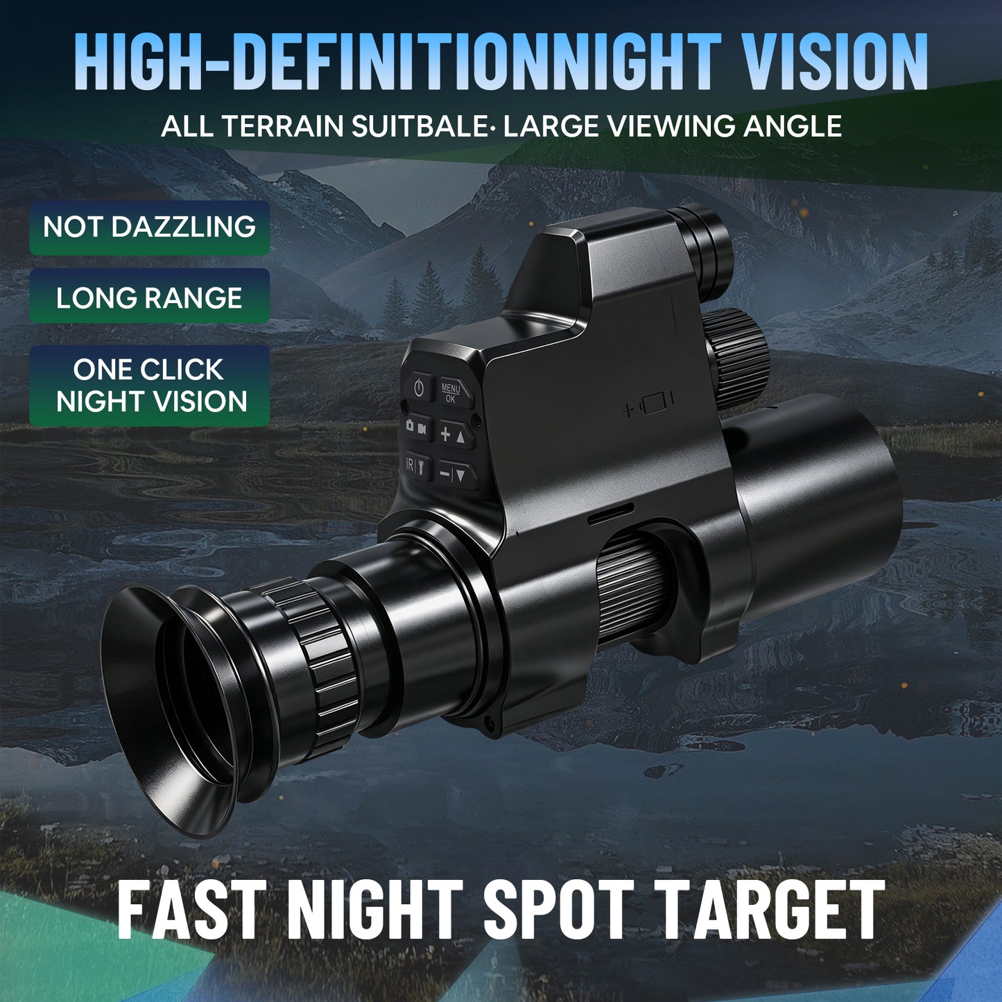 NOP4A Digital Night Vision Monocular/Scope - Lightweight 300g, Laser IR, 7 Reticles