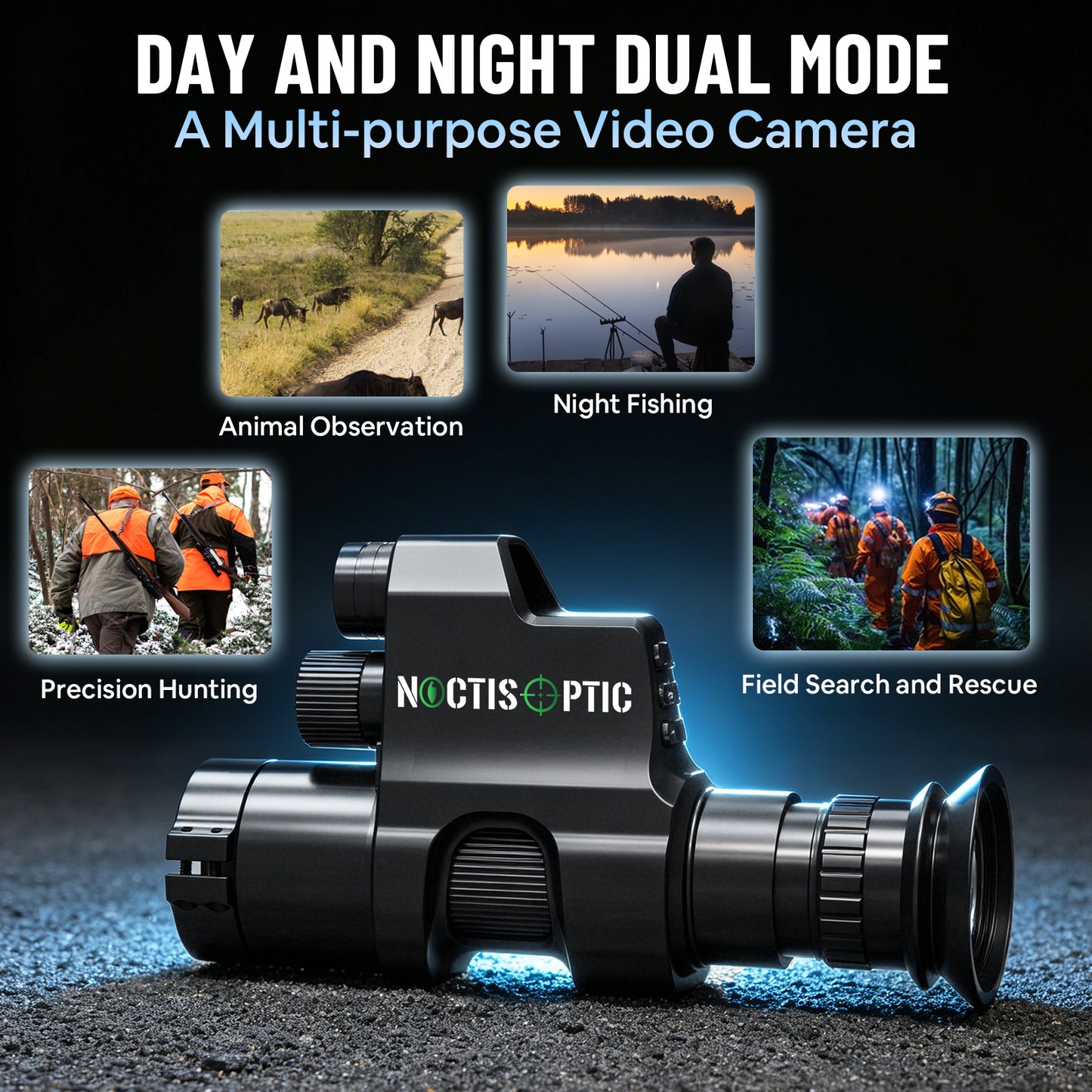 NOP4A Digital Night Vision Monocular/Scope - Lightweight 300g, Laser IR, 7 Reticles