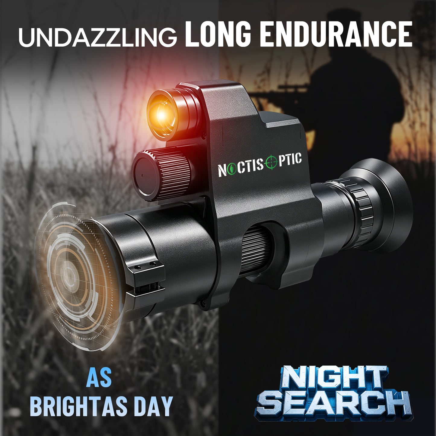 NOP4A Digital Night Vision Monocular/Scope - Lightweight 300g, Laser IR, 7 Reticles