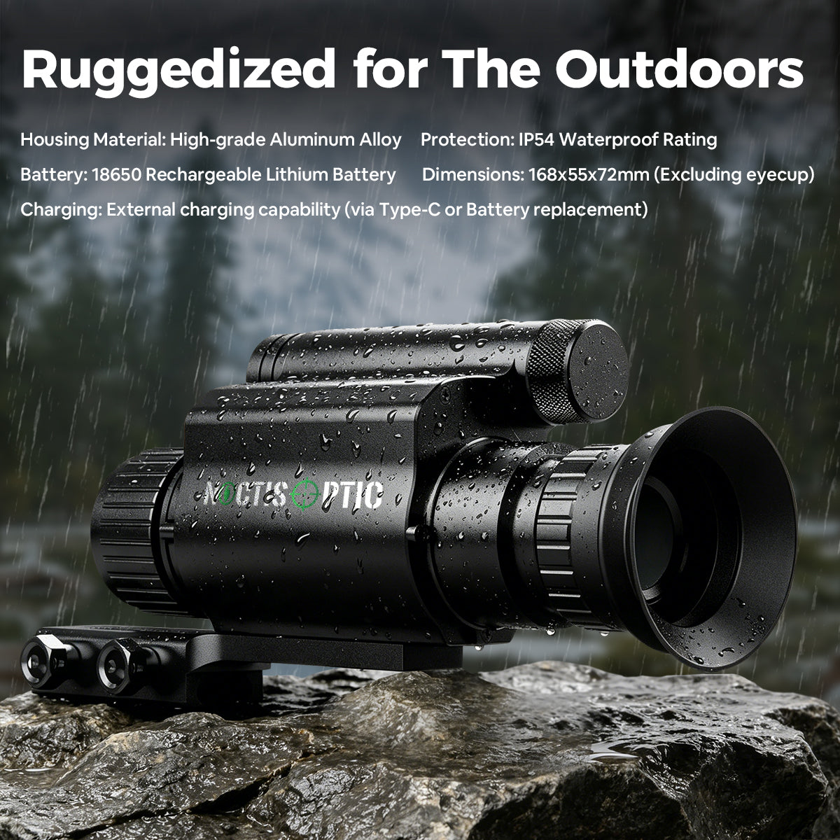 NOP075 Professional Day & Night Vision Scope - 1080P HD Monocular with 25mm/35mm/50mm Lens, Laser IR