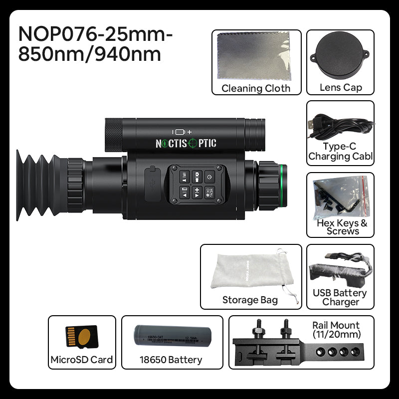 NOP076 Smart Night Vision Scope - 1000m Rangefinder, Ballistics, 8W Laser IR