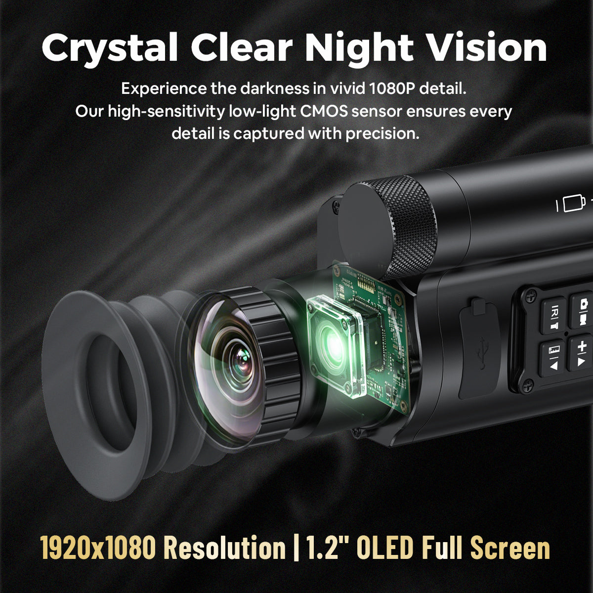 NOP076 Smart Night Vision Scope - 1000m Rangefinder, Ballistics, 8W Laser IR