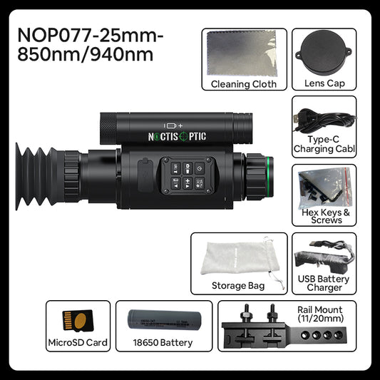 NOP077 Digital Night Vision Scope with Video Recording - 1080P HD, 8W Laser IR & WiFi