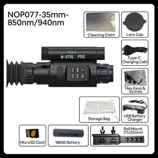 NOP077 Digital Night Vision Scope with Video Recording - 1080P HD, 8W Laser IR & WiFi